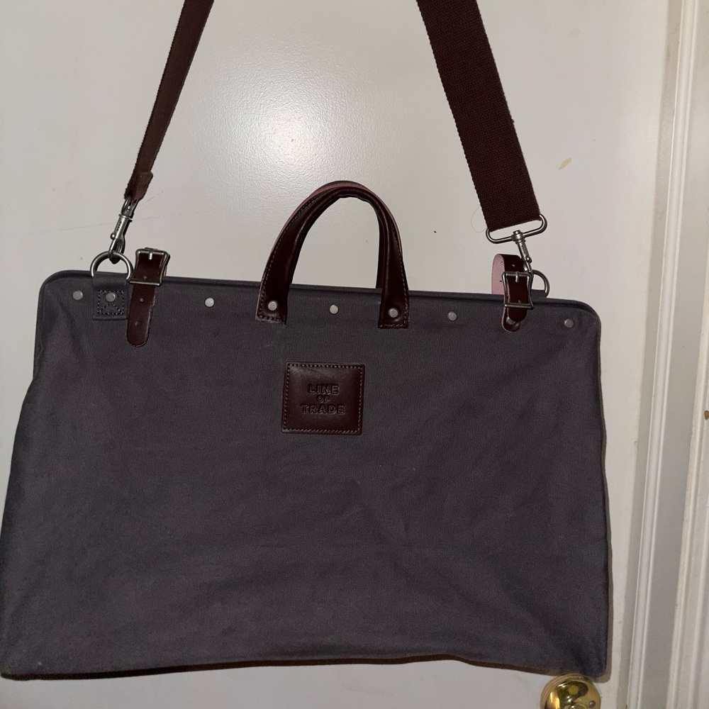 Gray Canvas Bag with Brown Accents